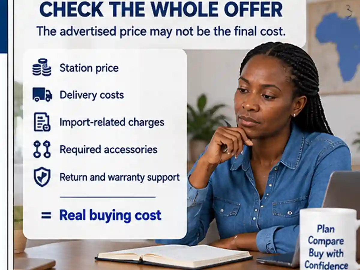 A different buyer reviews station price, delivery, import costs, accessories and warranty support before deciding the real buying cost